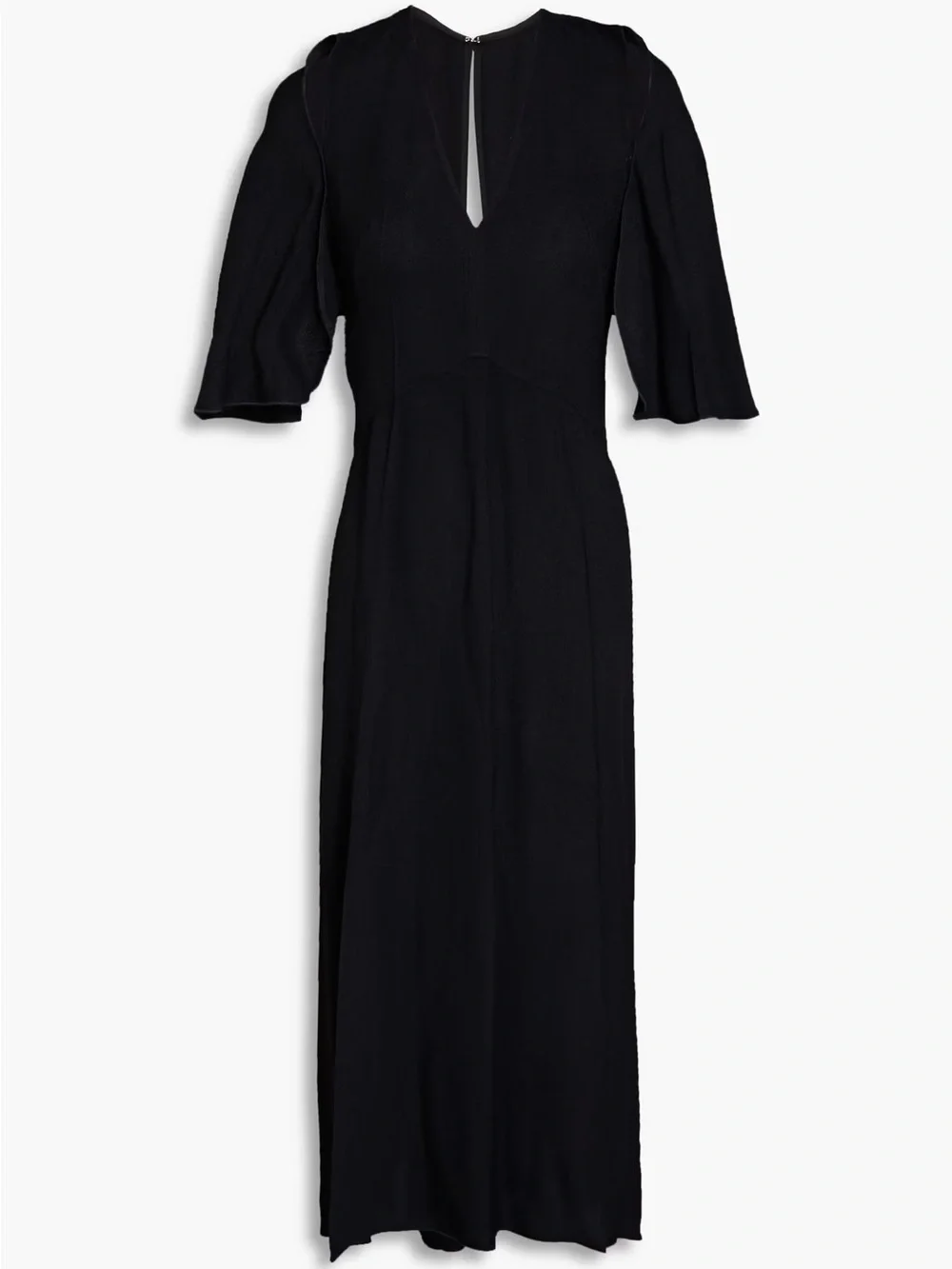 Victoria Beckham Black Cold-Shoulder V-Neck Midi Dress - Picture 2 of 3